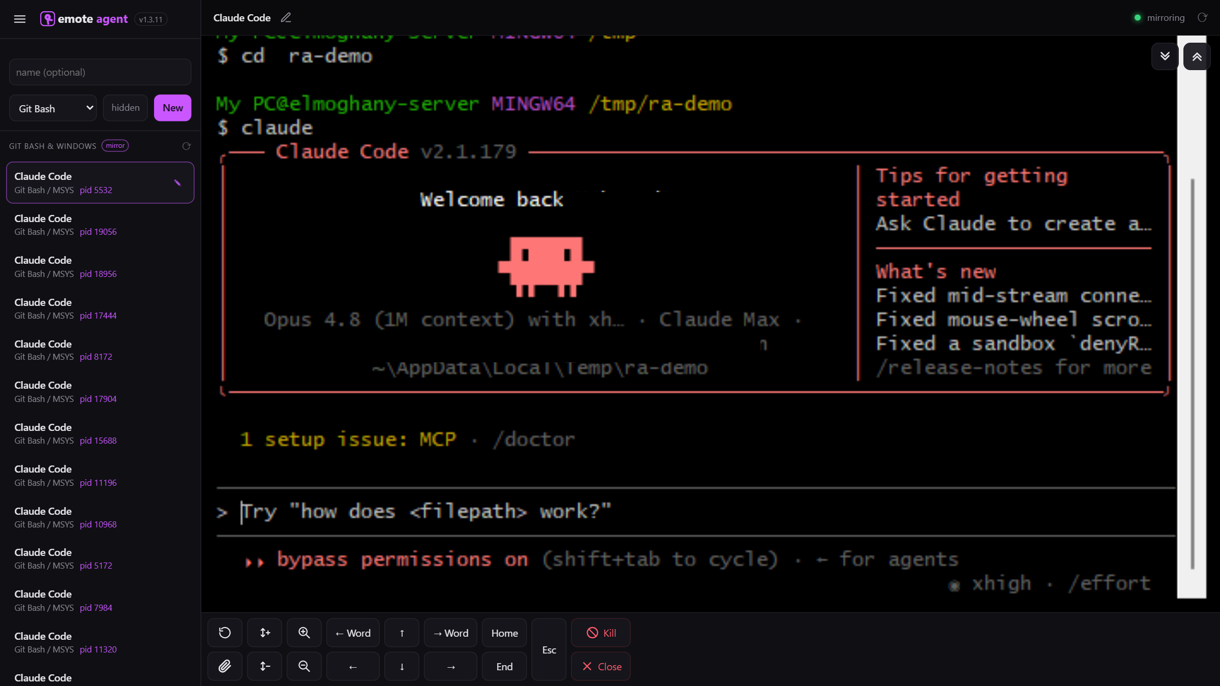 A terminal on your PC, controlled live from the browser