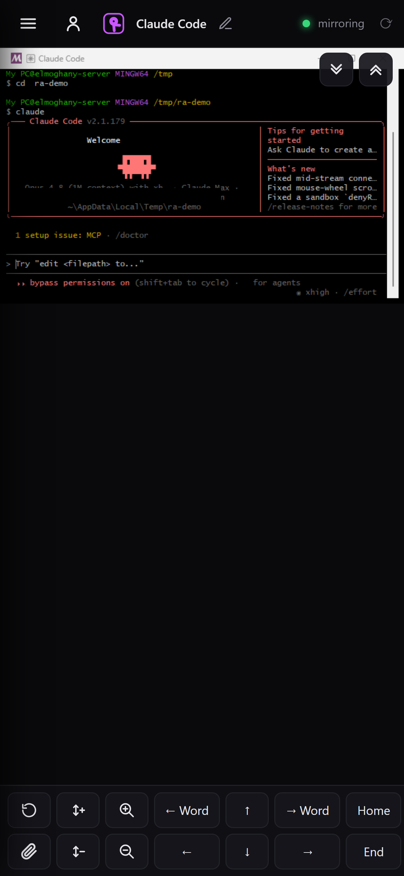 Claude Code running on a PC, controlled from a phone